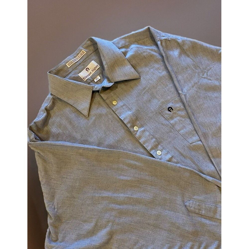 Etienne Aigner Blue Long Sleeve Button Up‎ Dress Shirt Men's Size 17 34/35